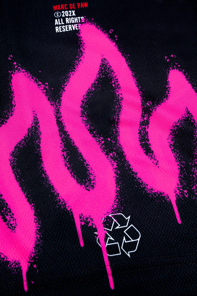Black Tennis / Padel Shorts with neon Pink spray Flames