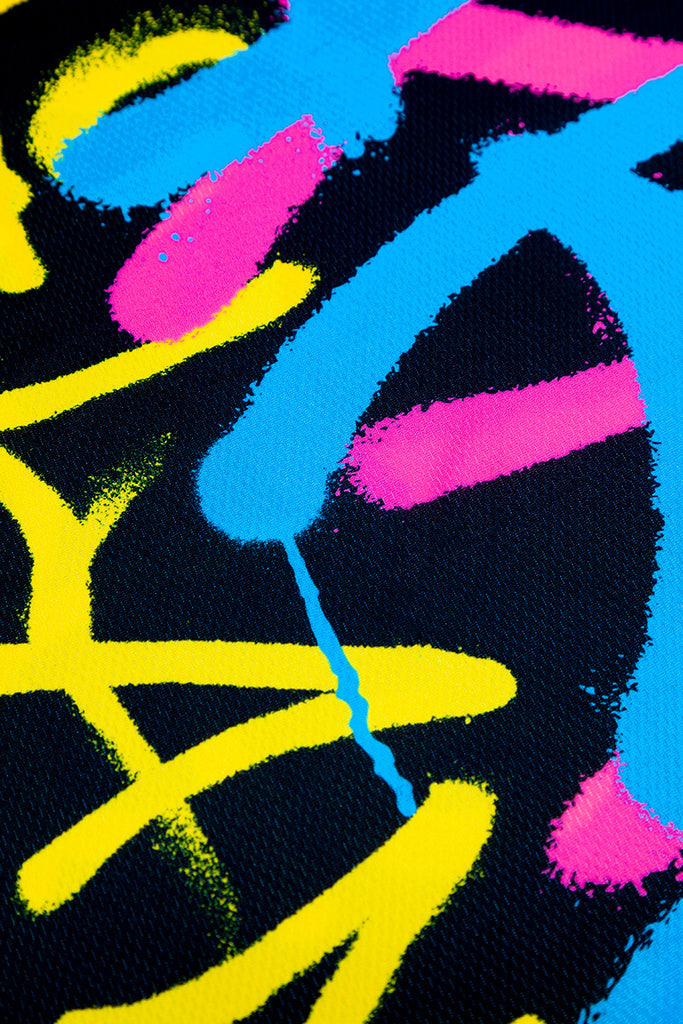 Black Tennis / Padel T-Shirt with multicolor MARC DE PAW MILANO Spray lettering