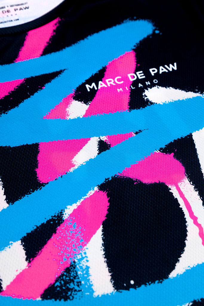 Black Tennis / Padel T-Shirt with multicolor MARC DE PAW MILANO Spray lettering