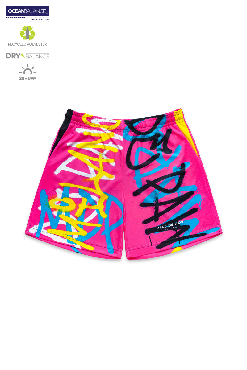 Neon pink Tennis, Padel & Pickleball Shorts with Multicolor MARC