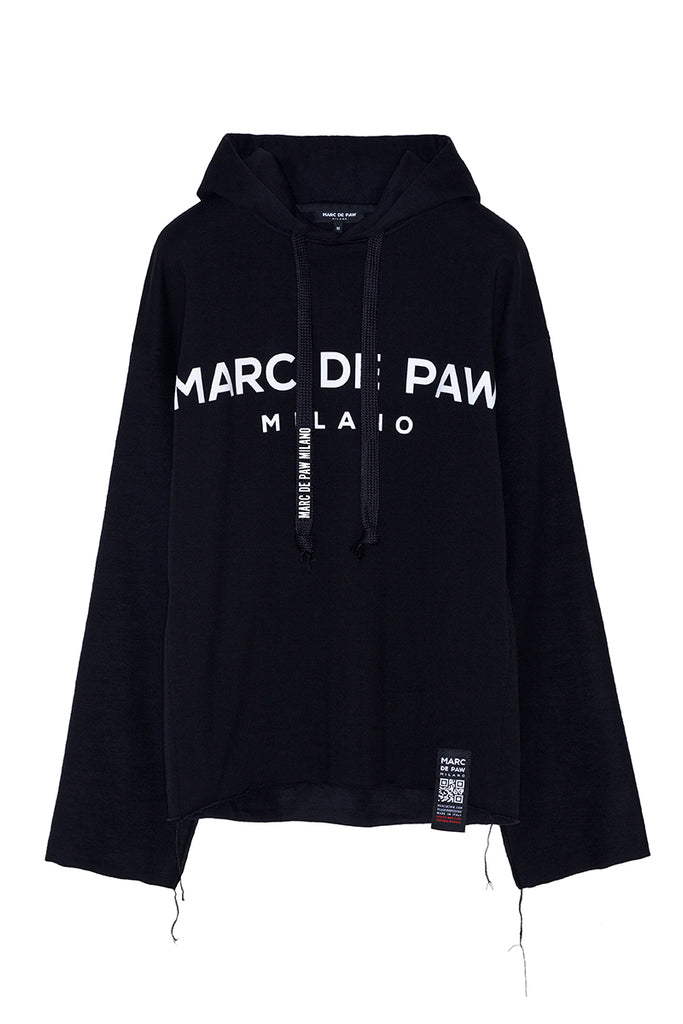 Black logo Hoodie with inside out sleeves