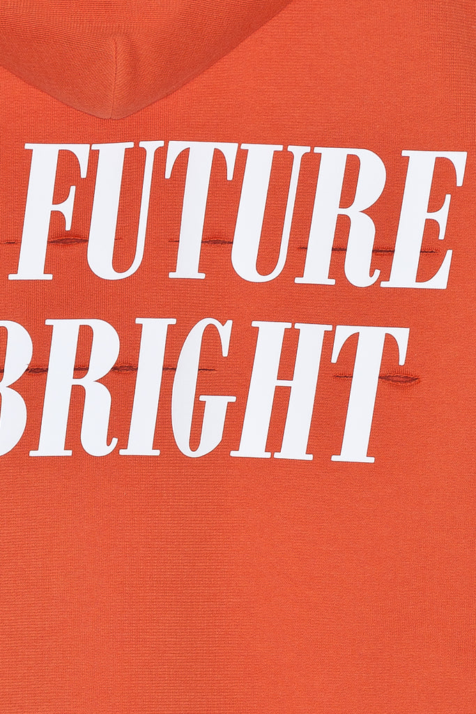 THE FUTURE IS BRIGHT coral orange sleeveless Hoodie