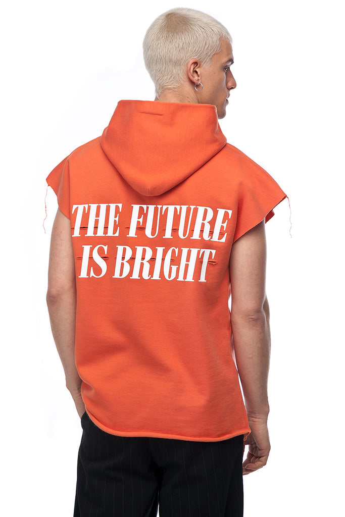 THE FUTURE IS BRIGHT coral orange sleeveless Hoodie