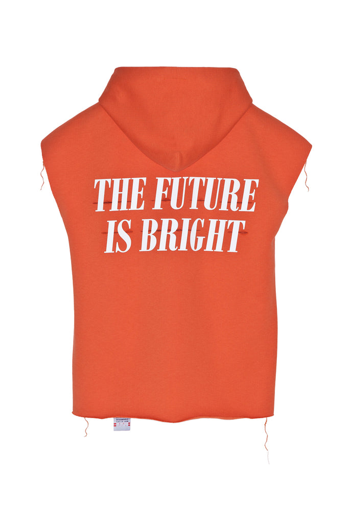 THE FUTURE IS BRIGHT coral orange sleeveless Hoodie