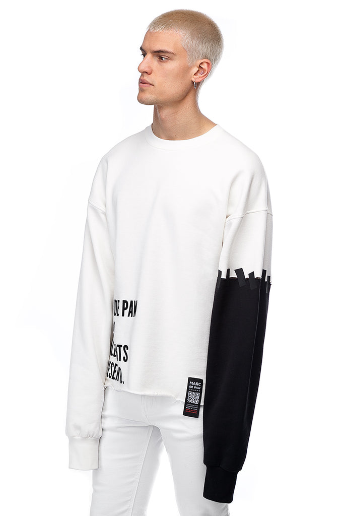 White Sweatshirt with contrast sleeve