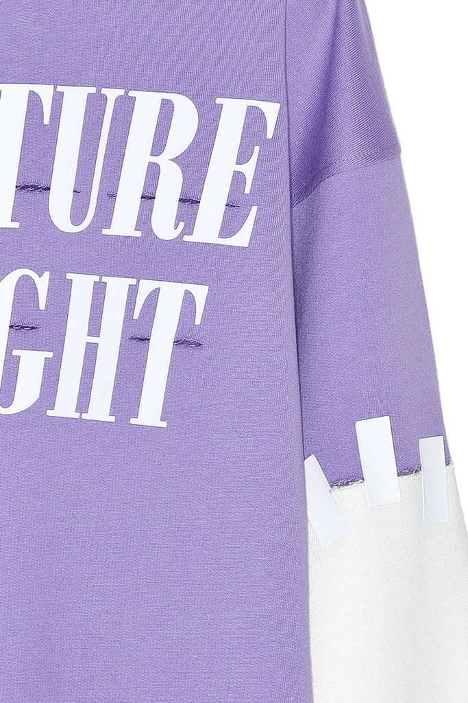 THE FUTURE IS BRIGHT lavender Sweatshirt with contrast sleeve