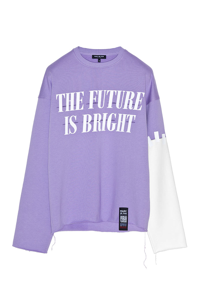 THE FUTURE IS BRIGHT lavender Sweatshirt with contrast sleeve
