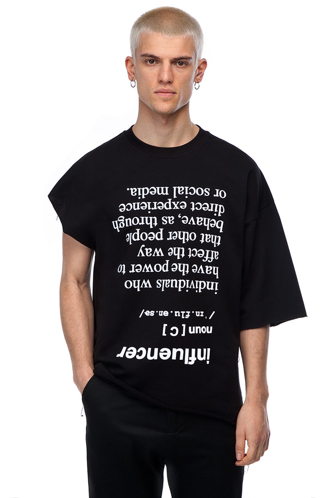 INFLUENCER Black asimmetric T-Shirt