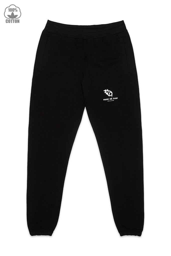 Black 100% heavy cotton Sweatpants with Fire ball logo