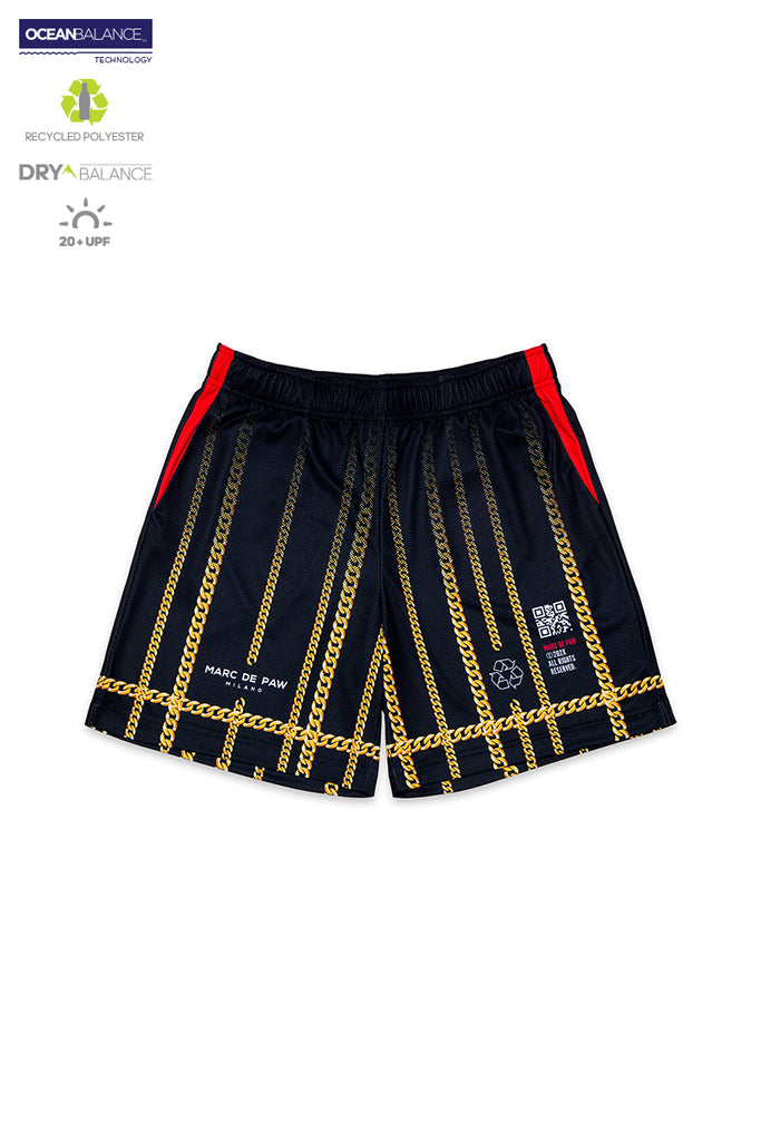 <B>LAST PIECES!</B><BR>Black Tennis Shorts with Gold Chains