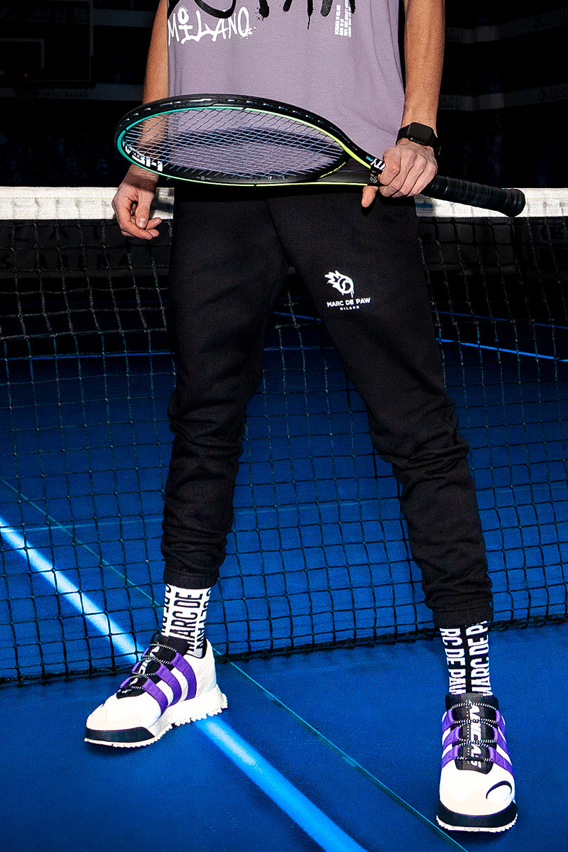 Black 100% heavy cotton Sweatpants with Fire ball logo