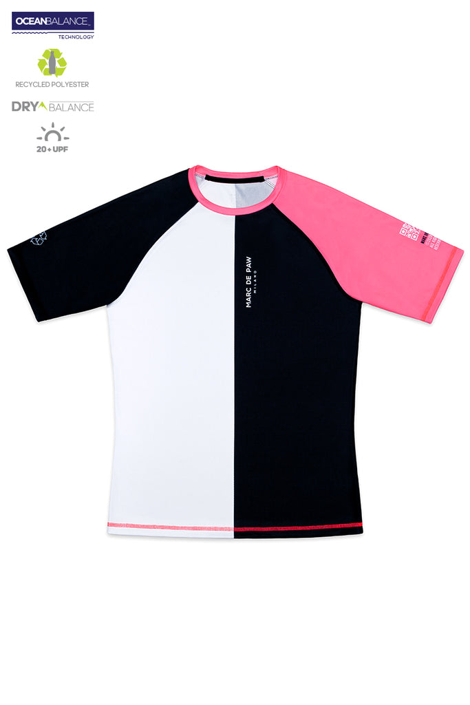 <B>SOLD OUT!</B><BR>Color-blocking Tennis T-Shirt neon pink, black and white