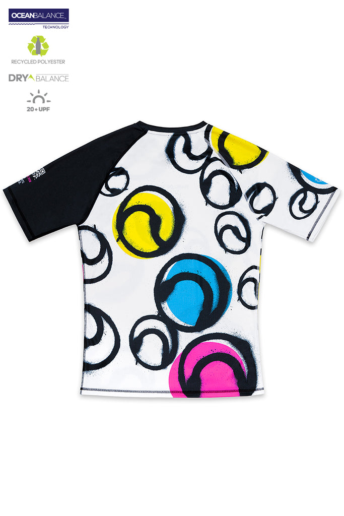<B>SOLD OUT!</B><BR>Black and White Tennis T-Shirt with colored Spray balls