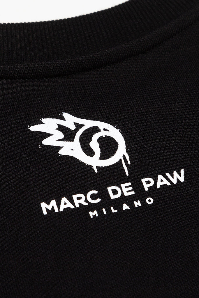 Black 100% heavy cotton Sweatshirt with Spray style logo