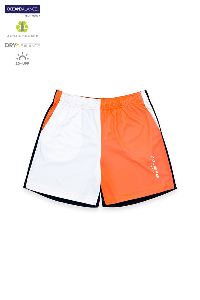 <B>SOLD OUT!</B><BR>Color-blocking Tennis Shorts neon orange, black and white
