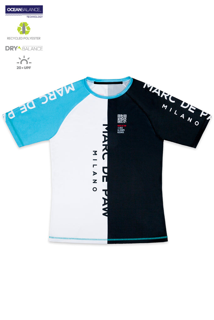 <B>SOLD OUT!</B><BR>Color-blocking Tennis T-Shirt azure, black and white