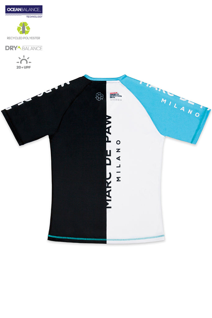 <B>SOLD OUT!</B><BR>Color-blocking Tennis T-Shirt azure, black and white