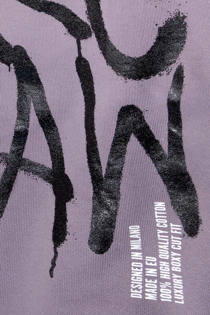 Purple sage 100% heavy cotton Hoodie with Spray style logo