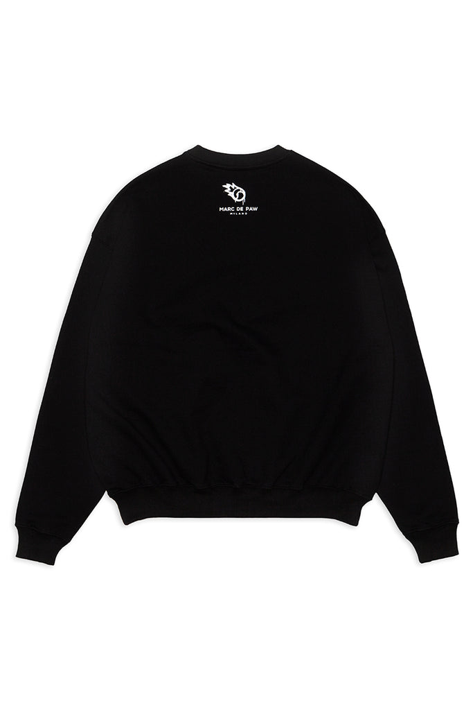 Black 100% heavy cotton Sweatshirt with Spray style logo