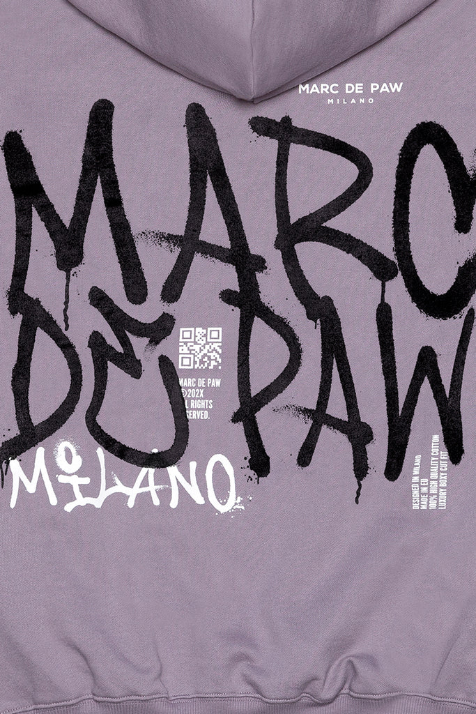 Purple sage 100% heavy cotton Hoodie with Spray style logo