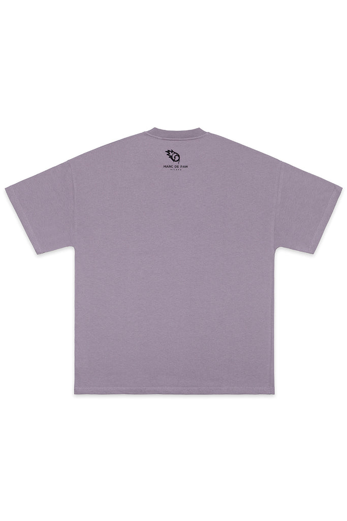 Oversized Purple sage 100% cotton T-shirt with Spray style logo