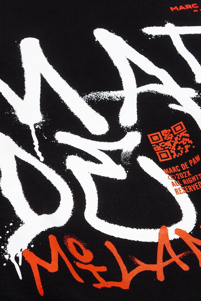 Black 100% heavy cotton Sweatshirt with Spray style logo