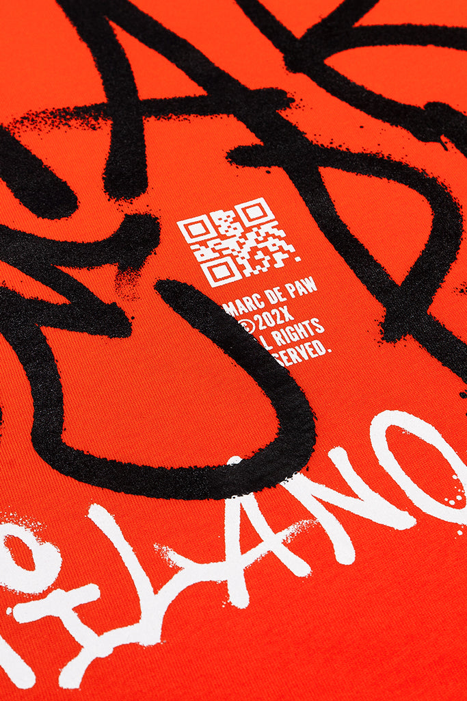 Oversized Orange 100% cotton T-shirt with Spray style logo