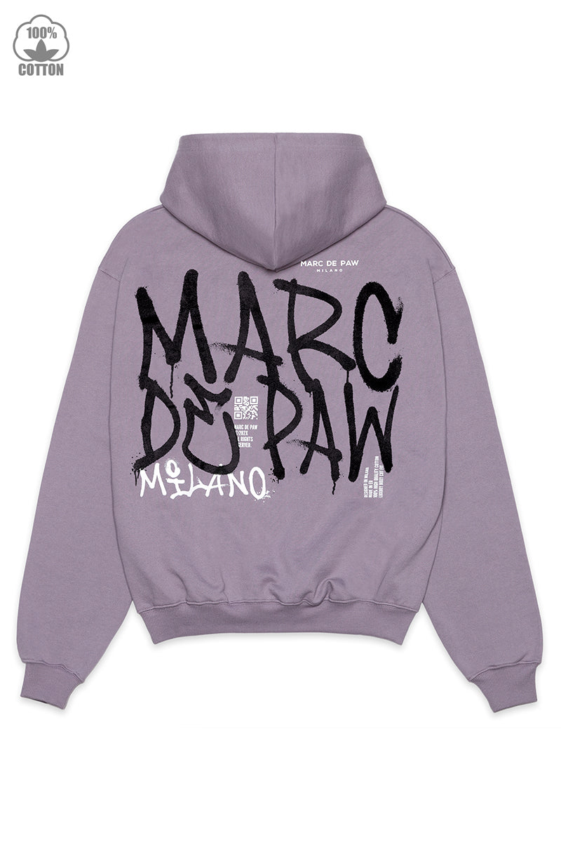 Purple sage 100 heavy cotton Hoodie with Spray style logo Marc