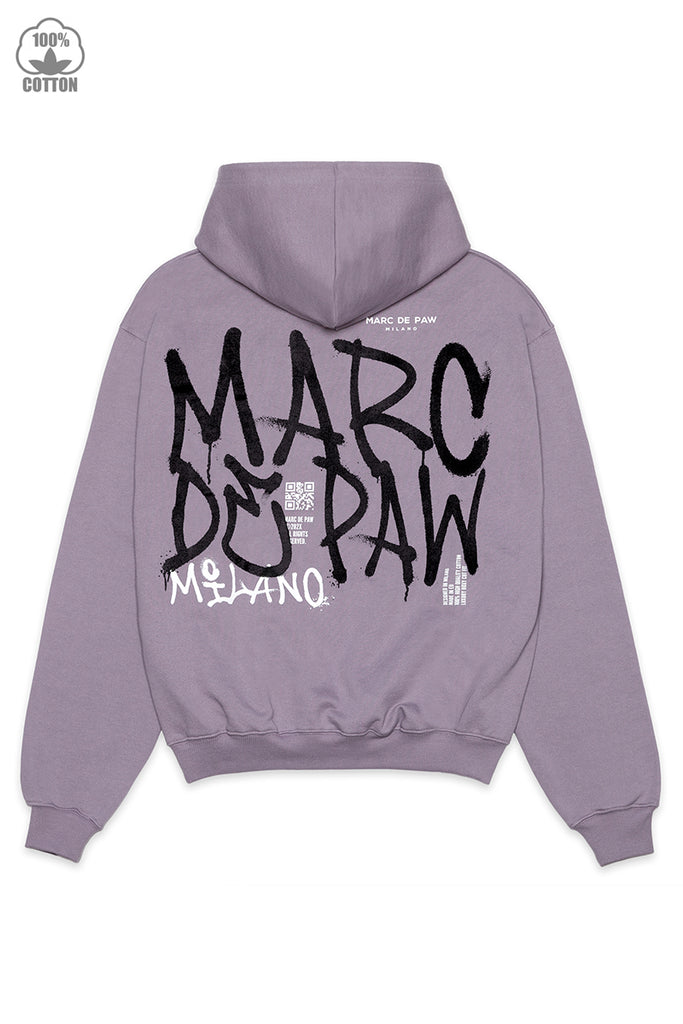 Purple sage 100% heavy cotton Hoodie with Spray style logo