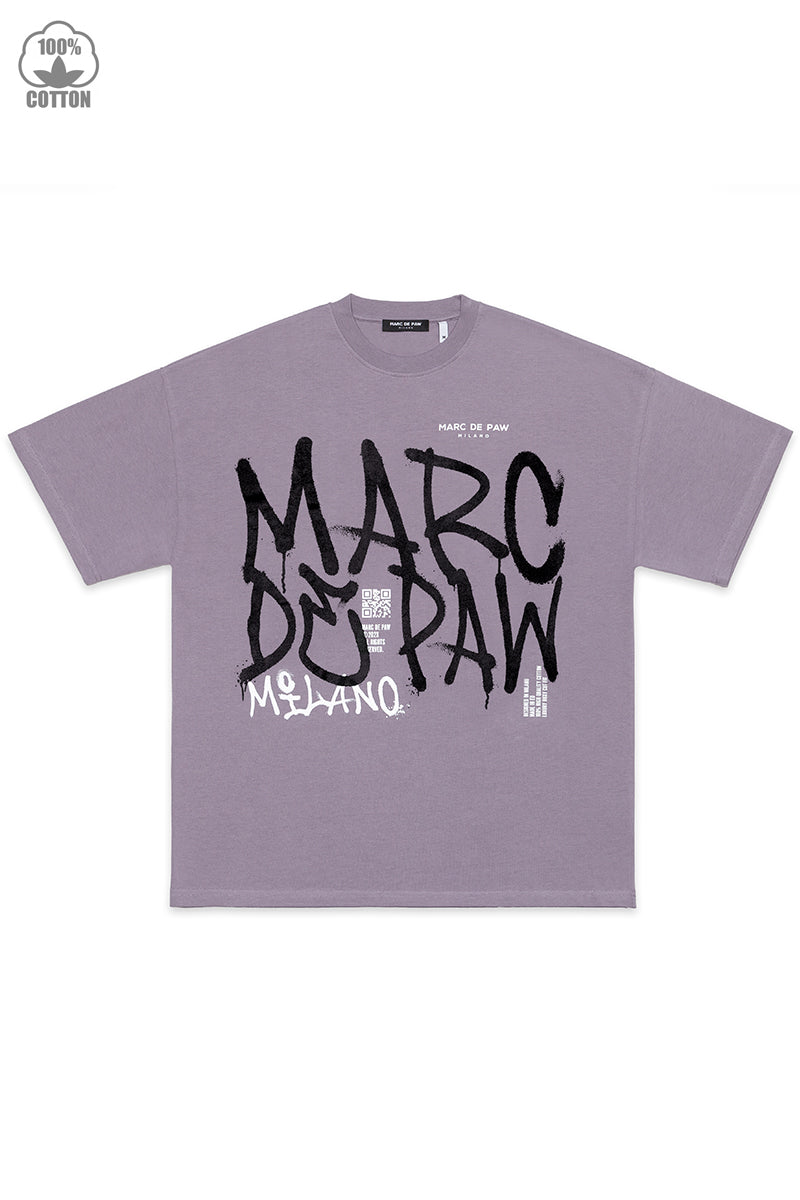 Oversized Purple sage 100 cotton T shirt with Spray style logo