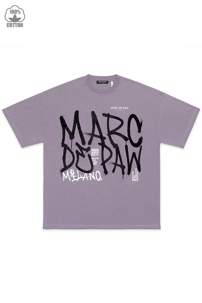 Oversized Purple sage 100% cotton T-shirt with Spray style logo