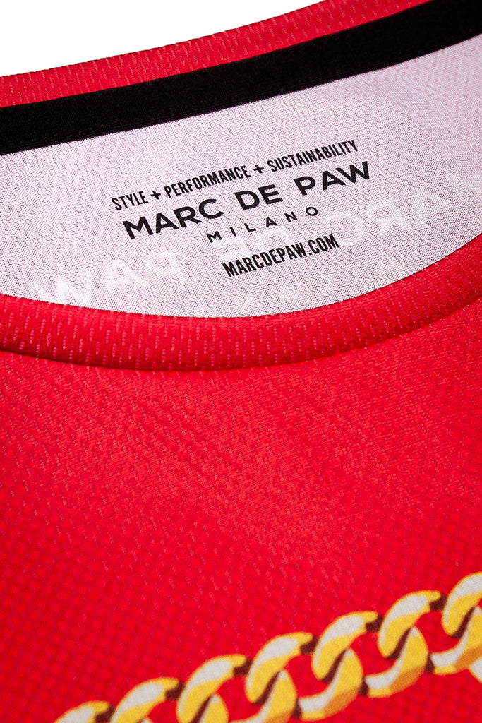 Red Tennis T-shirt with Gold Chains Court