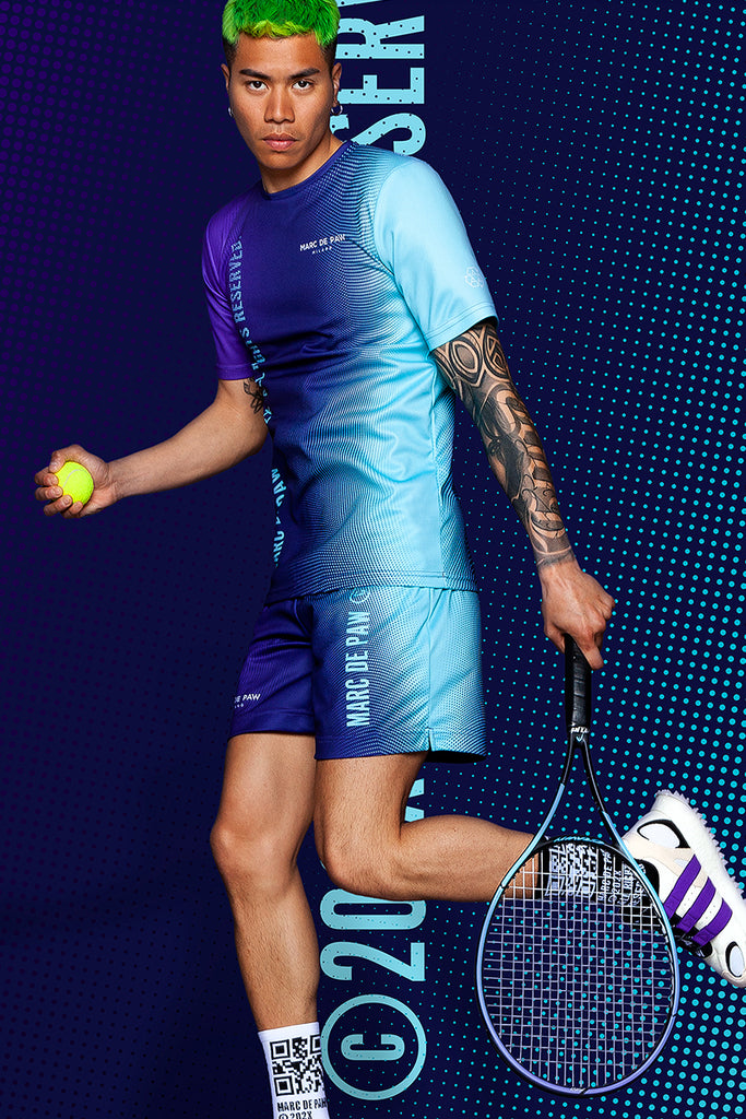 <B>LAST PIECES!</B><BR>Violet-Blue-Aquamarine gradient Tennis Shorts