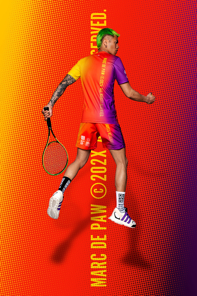 <B>LAST PIECES!</B><BR>Purple-Orange-Yellow gradient Tennis T-Shirt