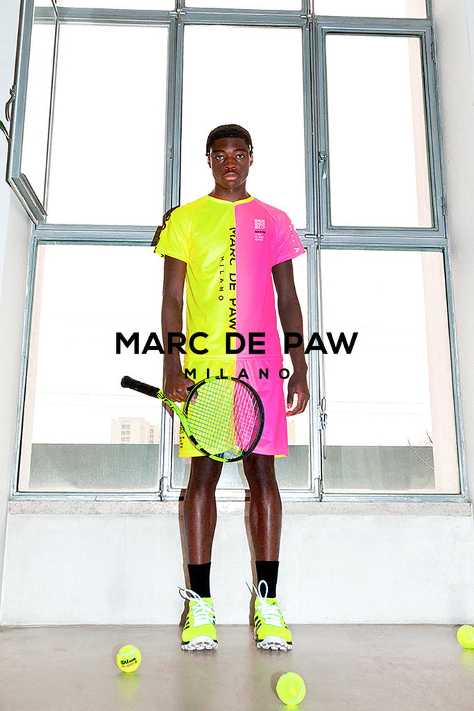 Neon Yellow & Neon Pink gradient Color-blocked Tennis Shorts