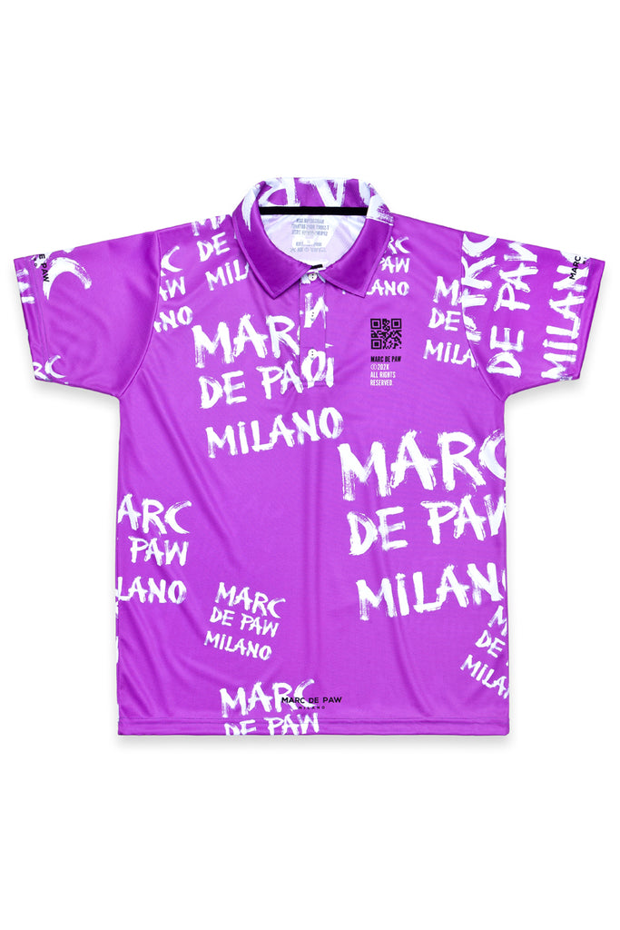 <B>LAST PIECES!</B><BR>Purple Pink Tennis Polo with paint brushed logo