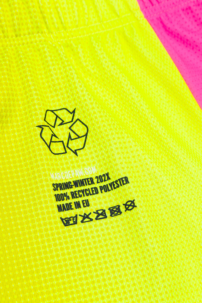 Neon Yellow & Neon Pink gradient Color-blocked Tennis Shorts
