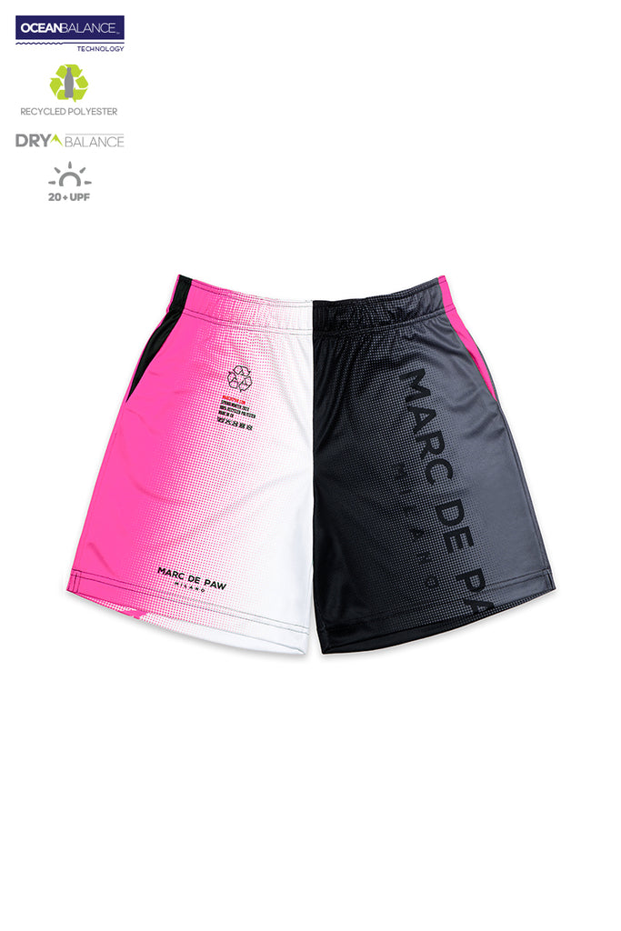 <B>LAST PIECES!</B><BR>Neon Pink, Black & White gradient Color-blocked Tennis Shorts