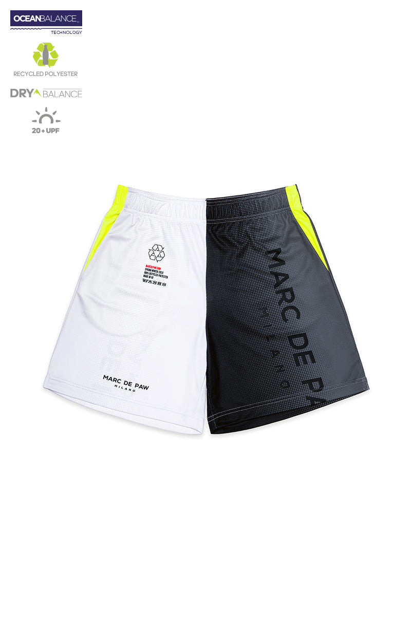Neon Yellow Black White gradient Color blocked Tennis Shorts Marc De Paw