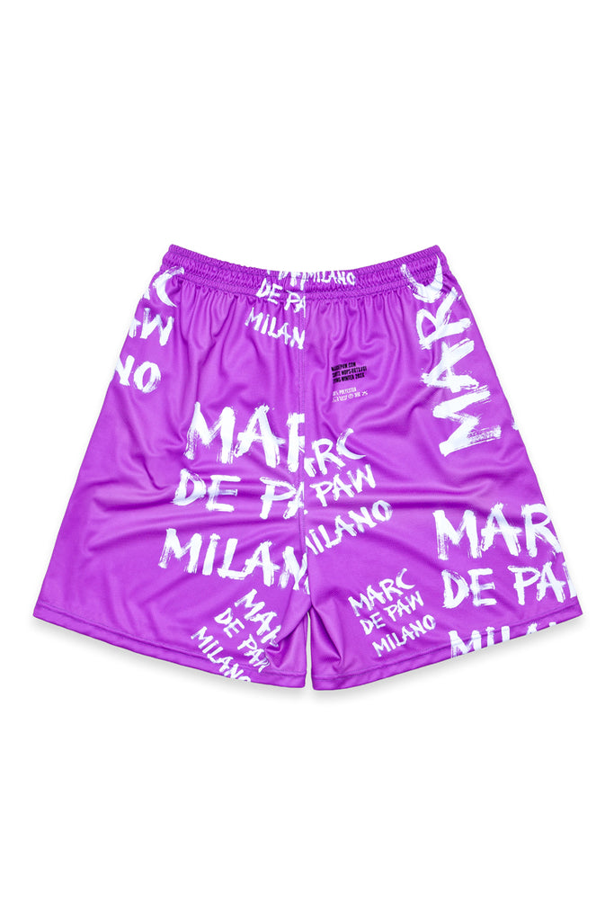 <B>SOLD OUT!</B><BR>Purple Pink Tennis Shorts with paint brushed logo