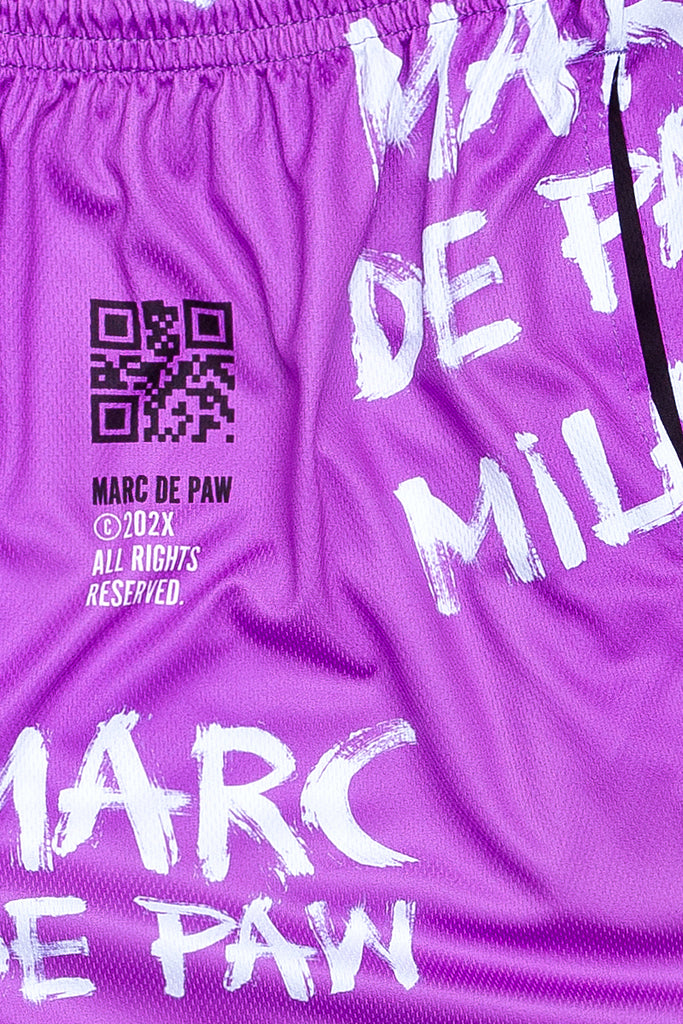<B>SOLD OUT!</B><BR>Purple Pink Tennis Shorts with paint brushed logo