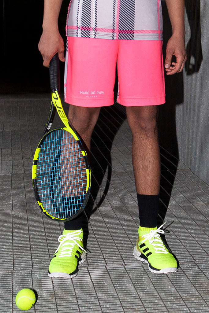 <B>SOLD OUT!</B><BR>Neon Pink Tartan Tennis Shorts