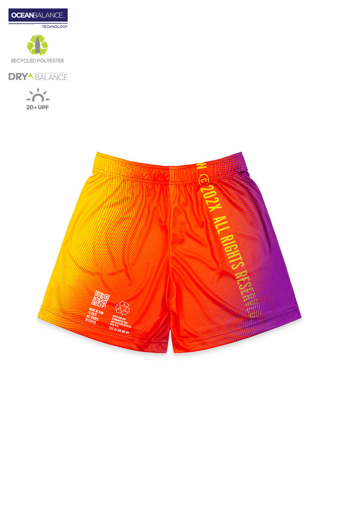 <B>LAST PIECES!</B><BR>Purple-Orange-Yellow gradient Tennis Shorts