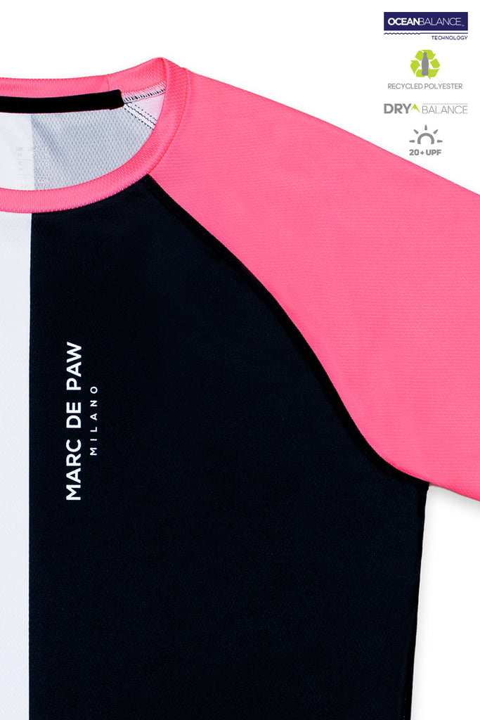 <B>SOLD OUT!</B><BR>Color-blocking Tennis T-Shirt neon pink, black and white