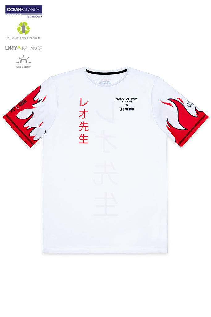 White Tennis T-Shirt with Red Flames MDP x LÉO