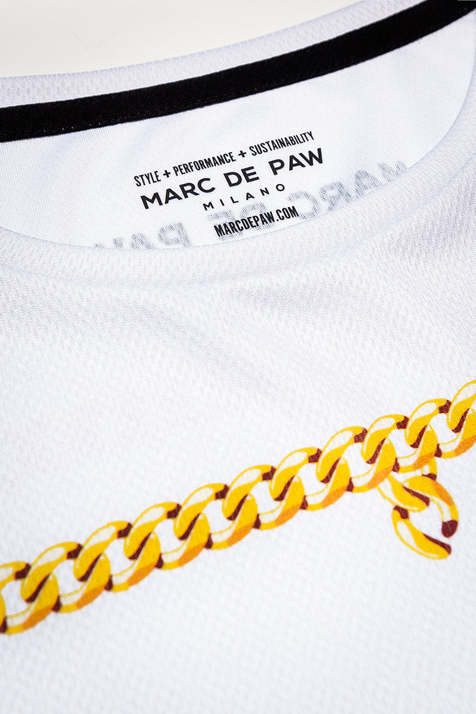 White Tennis T-shirt with Gold Chains Court
