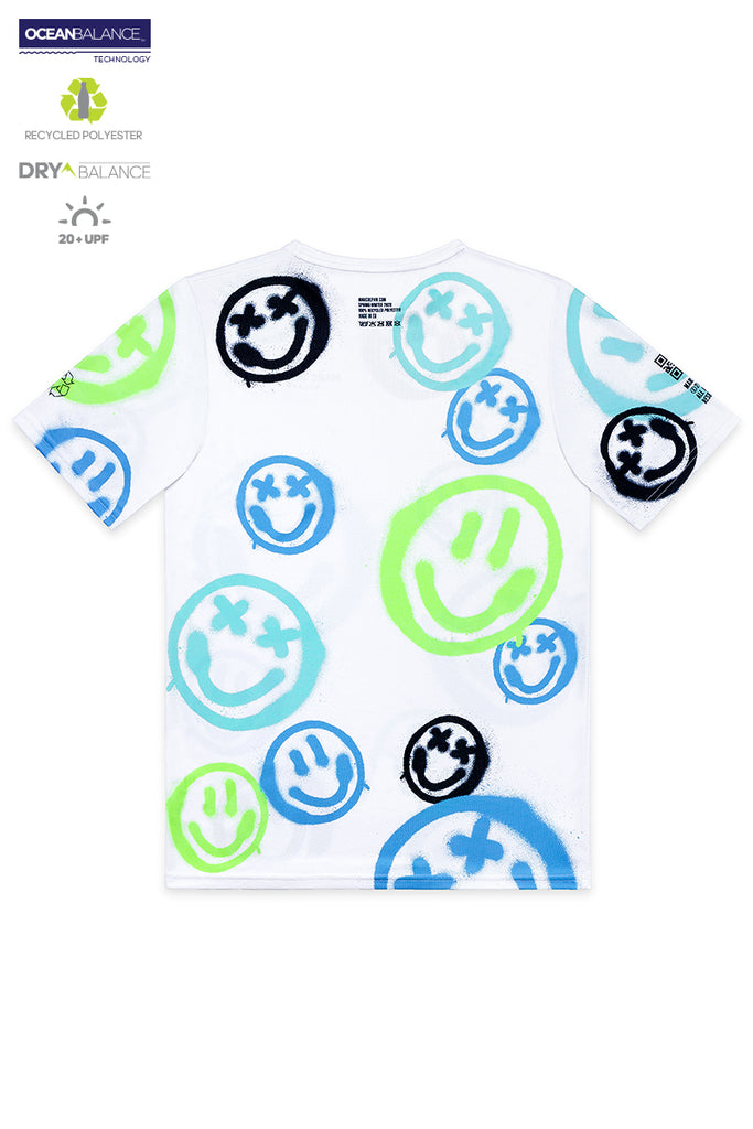 <B>LAST PIECES!</B><BR>White Tennis T-Shirt, Spray Smileys #2