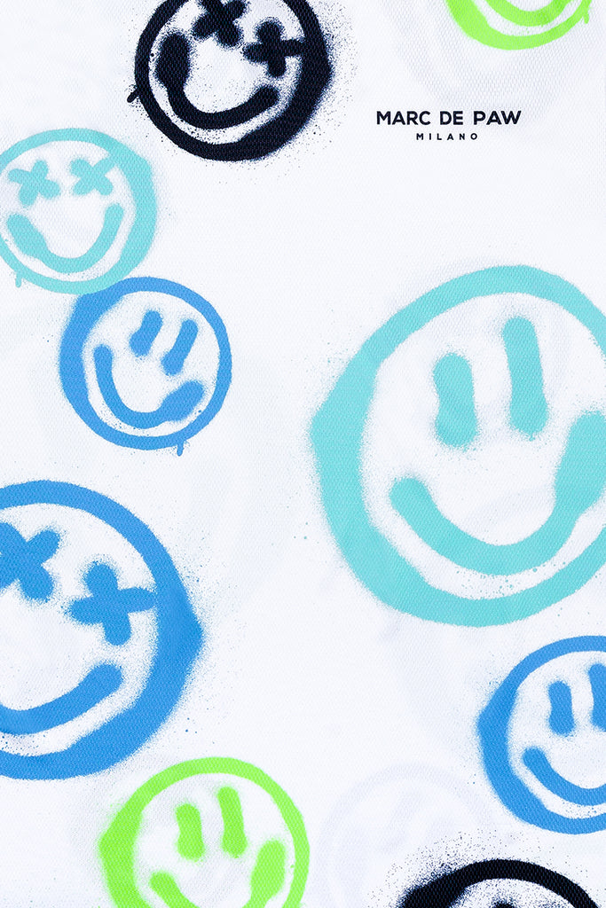 <B>LAST PIECES!</B><BR>White Tennis T-Shirt, Spray Smileys #2